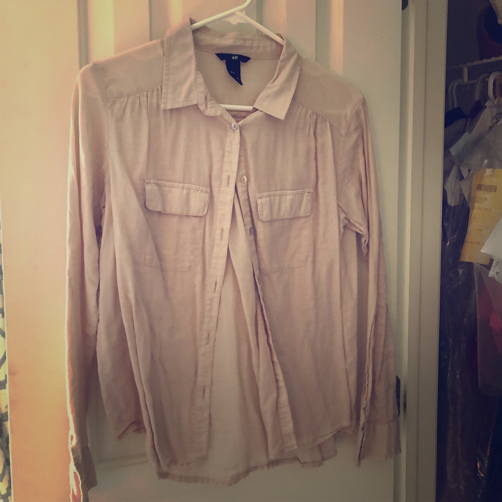 Blush button down blouse